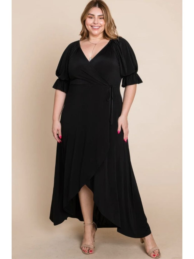 Nwt Emerald Co Plus Size 3x Solid Venezia Faux Wrap Stretchy Maxi Dress Feminine
